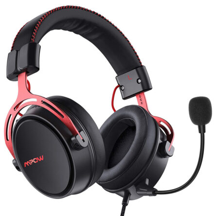 MPOW gaming headset Air SE BH439A, multiplatform, 3.5mm, μαύρο-κόκκινο